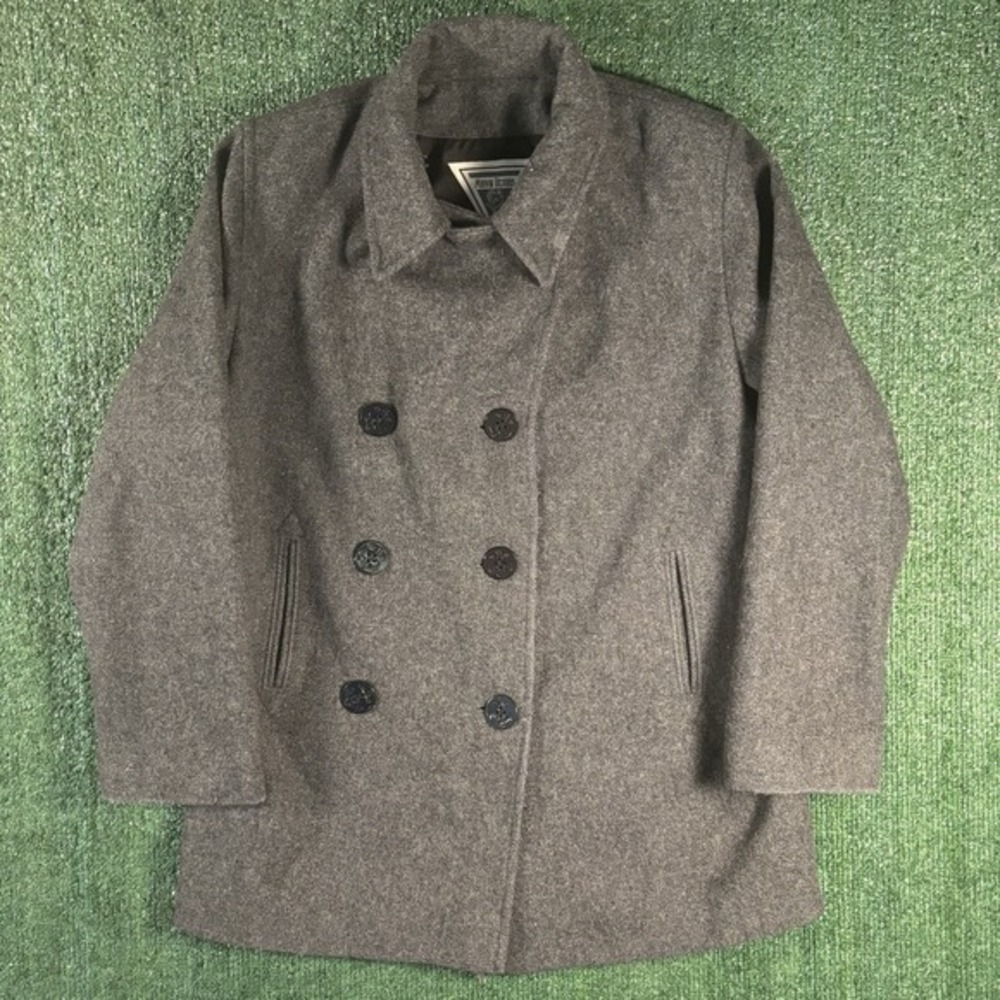 Marvin Richards Pea Coat Womens 8 Gray Good Wool Blend Double Breasted Jacket